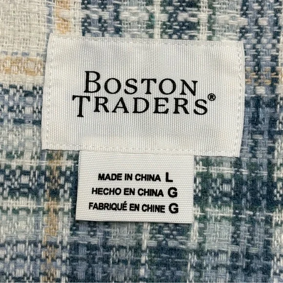 Plaid Shacket Shirt Jacket Size L Button Front Teal Cloud Boston Traders - Picture 10 of 12